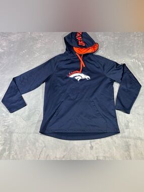Fanatics Denver Broncos hooded sweatshirt- navy/orange-mens Large